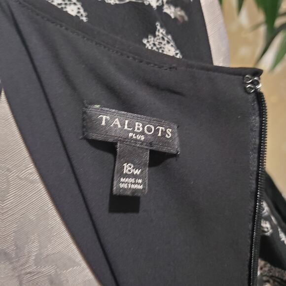 Talbots Floral Flouce Ruffle Sleeveless Midi Dress Plus Size 18W Black Wedding - Picture 8 of 13